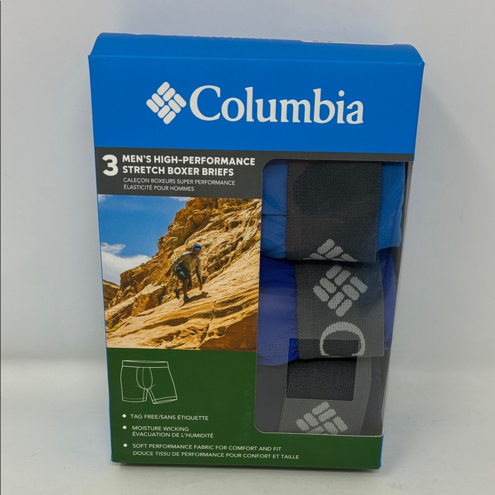Columbia Men's Stretch Boxer Briefs - Blue and Grey 3 Pack/Small